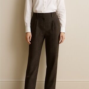 H&M Women’s Brown Houndstooth Trousers Size US 38 Relaxed Fit‎ Office Style